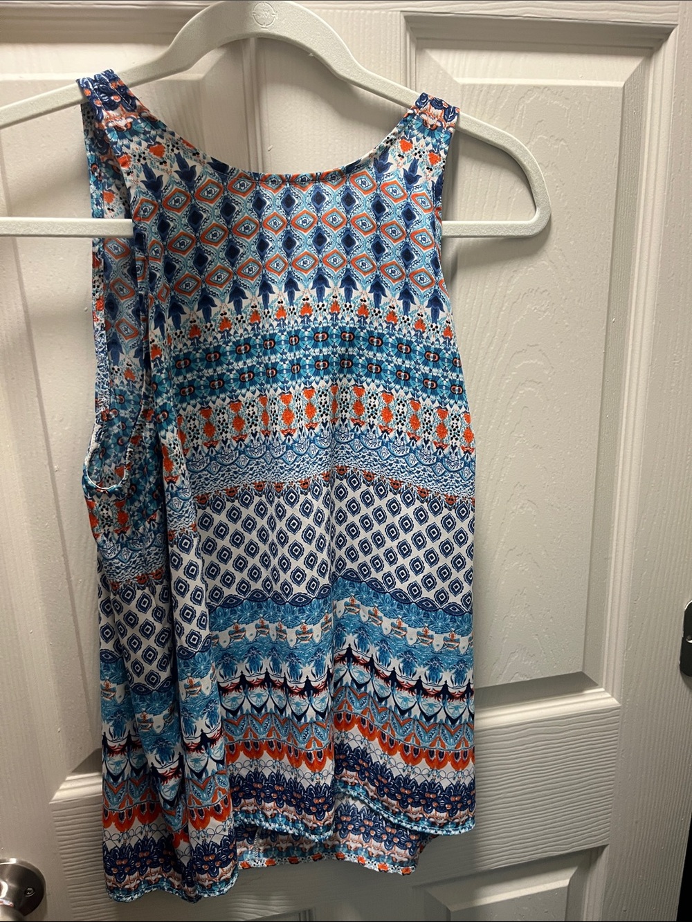 Chelsea & Theodore Blue and Orange Patterned Tank Top